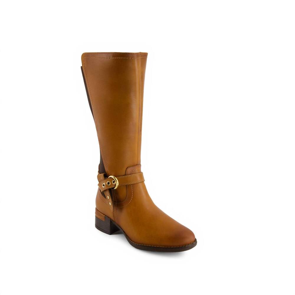NEW ANDREA women's real leather tall riding boots in brown